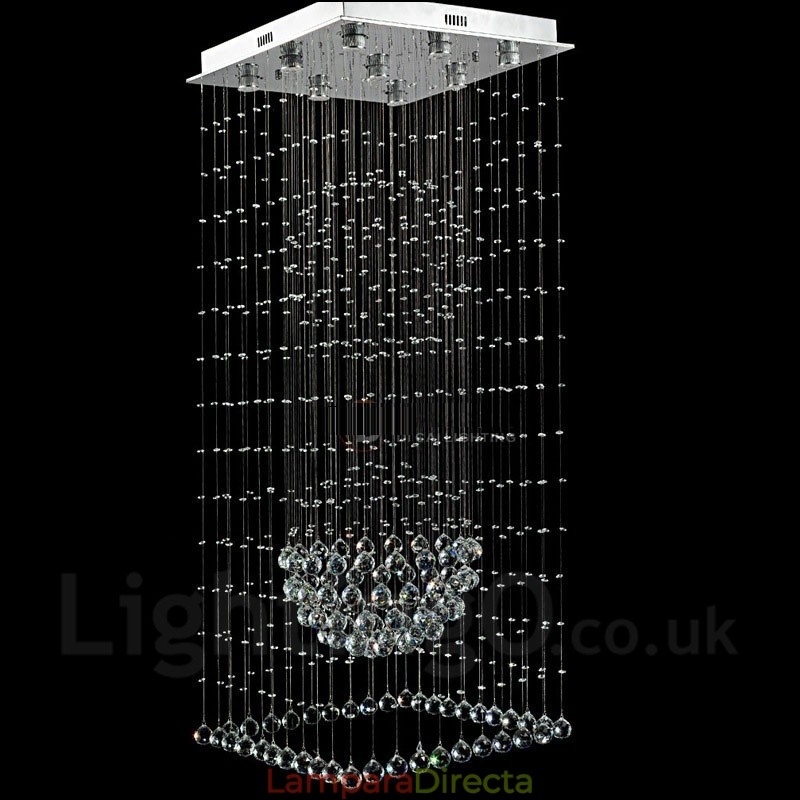 Lámpara colgante de techo de cristal moderna de 9 luces para interiores.