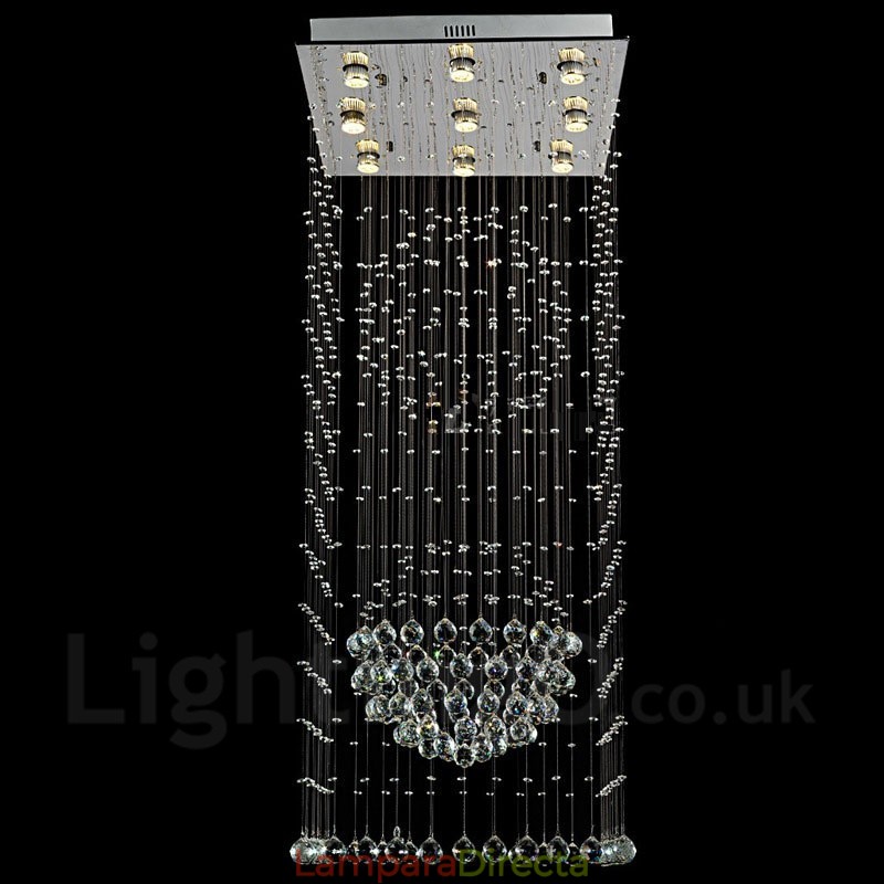 Lámpara colgante de techo de cristal moderna de 9 luces para interiores.