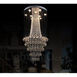 Lámpara colgante de techo de cristal moderna de 9 luces para interiores, lámparas de araña, accesorios de iluminación