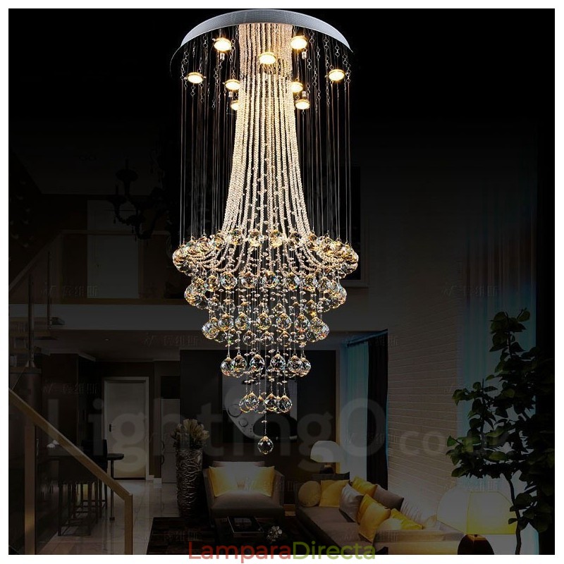 Lámpara colgante de techo de cristal moderna de 9 luces para interiores, lámparas de araña, accesorios de iluminación