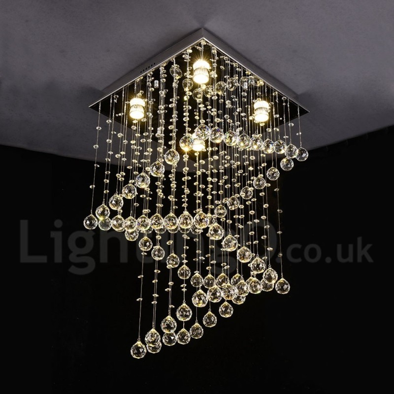 Lámpara colgante de techo de cristal moderna de 4 luces para interiores, lámparas de araña, accesorios de iluminación