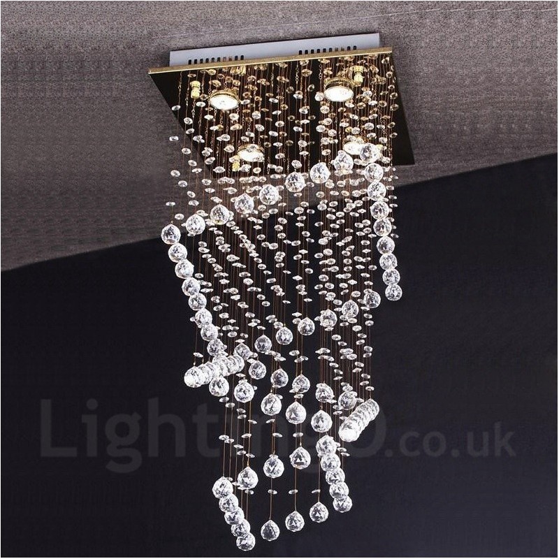 Lámpara colgante de techo de cristal moderna de 4 luces para interiores, lámparas de araña, accesorios de iluminación