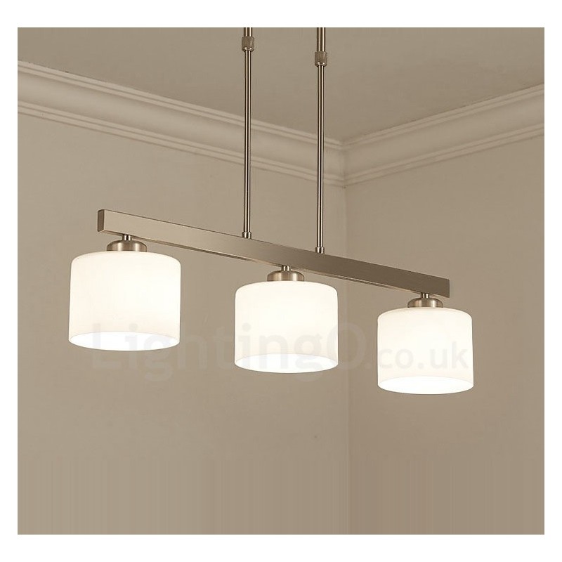 Lámpara colgante moderna cromada de 3 luces para interiores, lámparas colgantes para el hogar, accesorios de iluminación con pantallas de vidrio