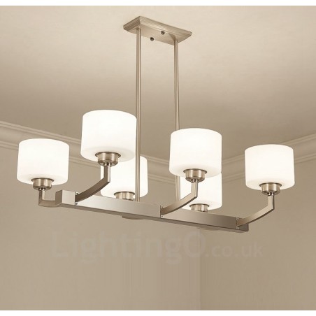 Lámpara colgante moderna cromada de 6 luces para interiores, lámparas colgantes para el hogar con pantallas de vidrio. Lámpara colgante moderna cromada de 6 luces para interiores, lámparas colgantes para el hogar con pantallas de vidrio.