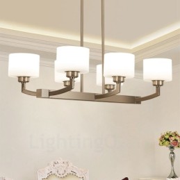 Lámpara colgante moderna cromada de 6 luces para interiores, lámparas colgantes para el hogar con pantallas de vidrio.