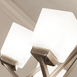 Lámpara colgante cromada de 4 luces para interiores, moderna, con pantallas de vidrio.
