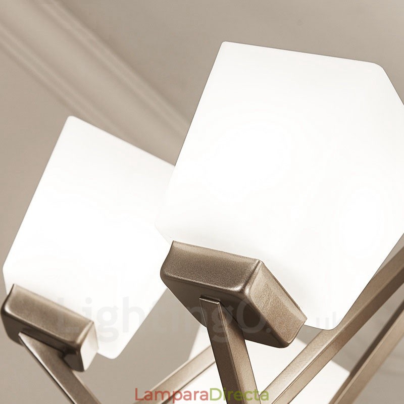 Lámpara colgante cromada de 6 luces para interiores, moderna, con pantallas de vidrio.
