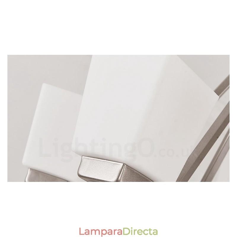Lámpara colgante cromada de 6 luces para interiores, moderna, con pantallas de vidrio.