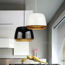 Lámpara colgante contemporánea moderna de 1 luz con pantalla negra, blanca, roja y azul