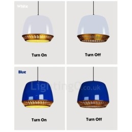 Lámpara colgante contemporánea moderna de 1 luz con pantalla negra, blanca, roja y azul
