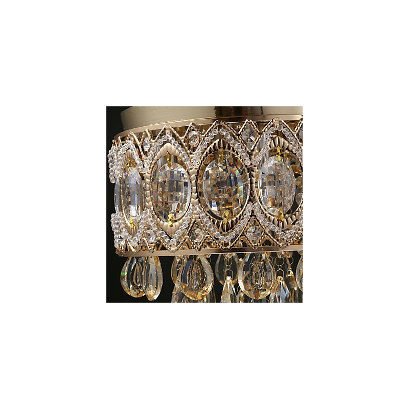 Lámpara de araña romántica de cristal color champán y dorado