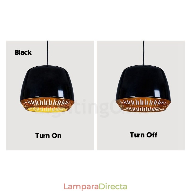Lámpara colgante contemporánea moderna de 1 luz con pantalla negra, blanca, roja y azul