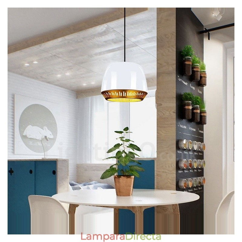 Lámpara colgante contemporánea moderna de 1 luz con pantalla negra, blanca, roja y azul