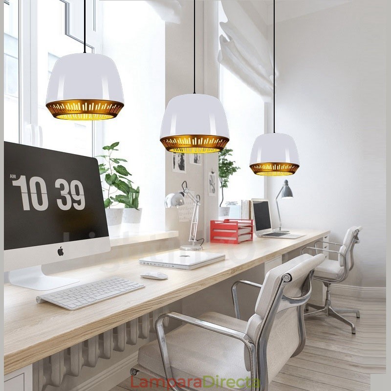 Lámpara colgante contemporánea moderna de 1 luz con pantalla negra, blanca, roja y azul