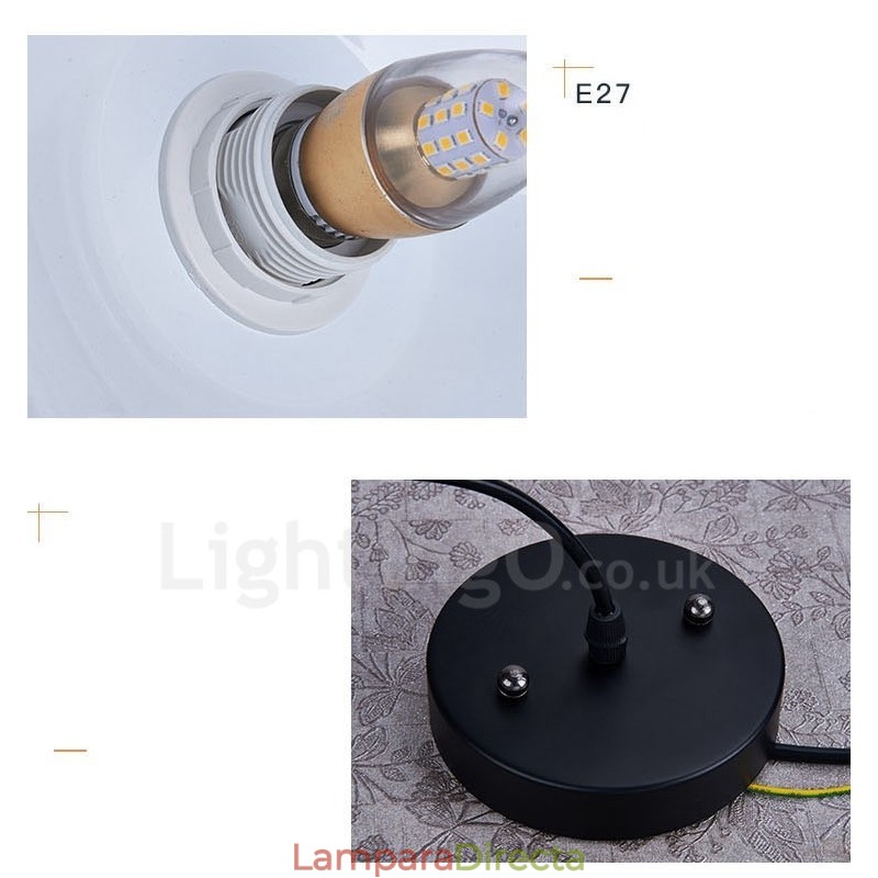 Lámpara colgante contemporánea moderna de 1 luz con pantalla negra, blanca, roja y azul