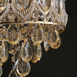 Lámpara de araña romántica de cristal color champán y dorado