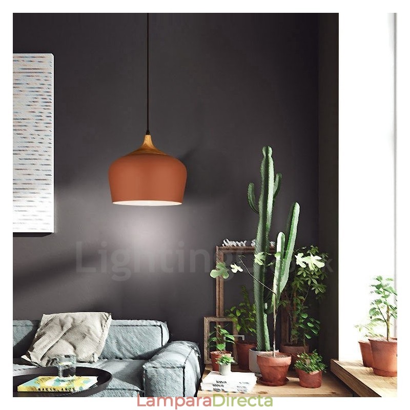 Lámpara colgante contemporánea moderna de 1 luz con pantalla blanca, roja y azul