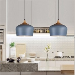 Lámpara colgante contemporánea moderna de 1 luz con pantalla blanca, roja y azul