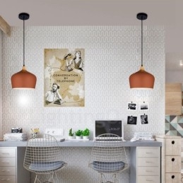 Lámpara colgante contemporánea moderna de 1 luz con pantalla blanca, roja y azul