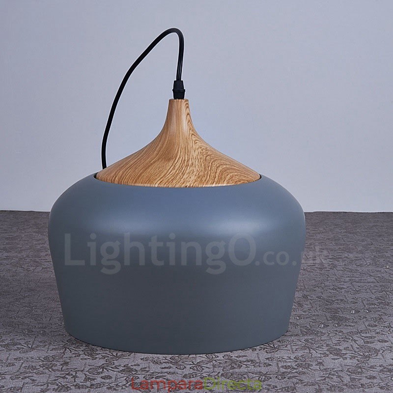 Lámpara colgante contemporánea moderna de 1 luz con pantalla blanca, roja y azul
