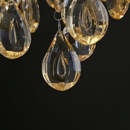 Lámpara de araña romántica de cristal color champán y dorado