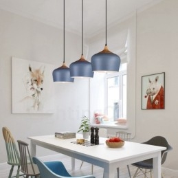 Lámpara colgante contemporánea moderna de 1 luz con pantalla blanca, roja y azul