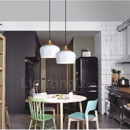 Lámpara colgante contemporánea moderna de 1 luz con pantalla blanca, roja y azul