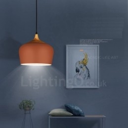Lámpara colgante contemporánea moderna de 1 luz con pantalla blanca, roja y azul