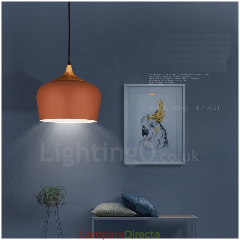 Lámpara colgante contemporánea moderna de 1 luz con pantalla blanca, roja y azul