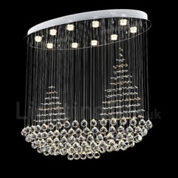 Lámpara colgante de techo de cristal K9 moderna de 10 luces para interiores.