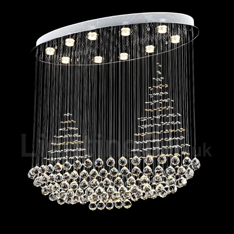 Lámpara colgante de techo de cristal K9 moderna de 10 luces para interiores.