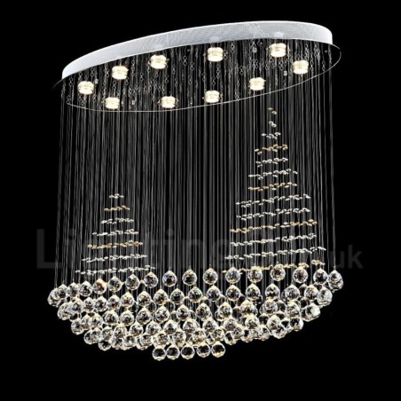 Lámpara colgante de techo de cristal K9 moderna de 10 luces para interiores. Lámpara colgante de techo de cristal K9 moderna de 10 luces para interiores.