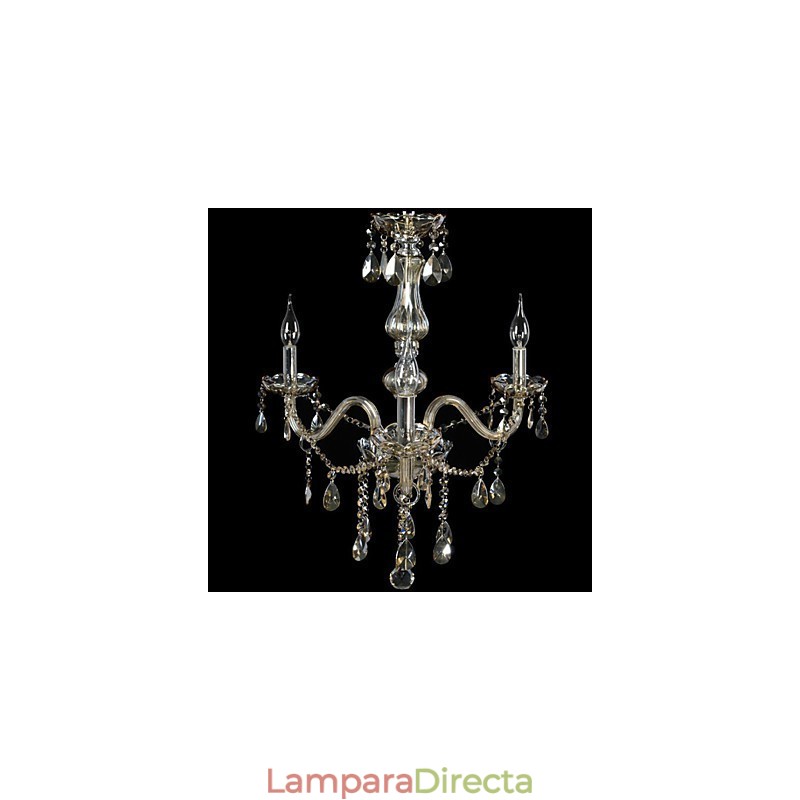 Lámpara de araña de cristal de lujo de 3 luces, color coñac, K9