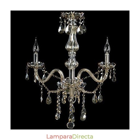 Lámpara de araña de cristal de lujo de 3 luces, color coñac, K9 Lámpara de araña de cristal de lujo de 3 luces, color coñac, K9