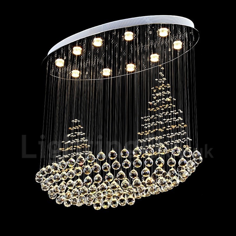Lámpara colgante de techo de cristal K9 moderna de 10 luces para interiores.