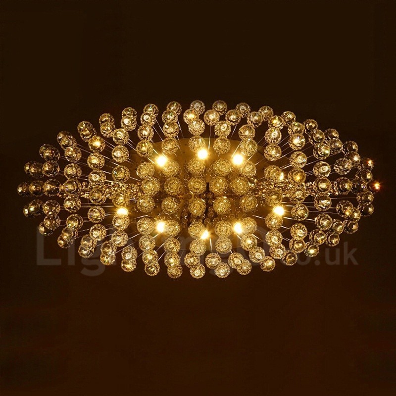 Lámpara colgante de techo de cristal K9 moderna de 10 luces para interiores.