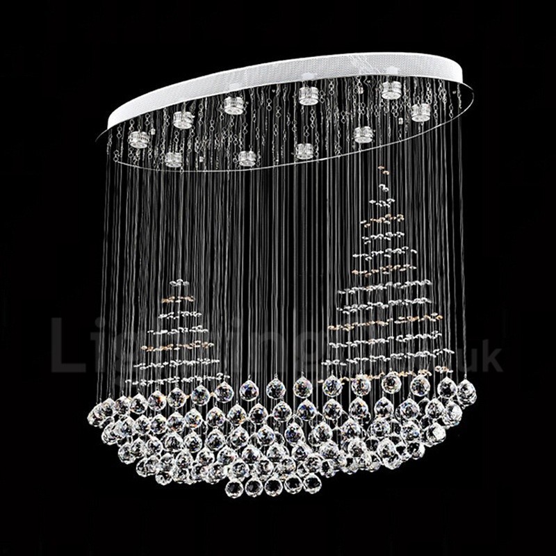 Lámpara colgante de techo de cristal K9 moderna de 10 luces para interiores.