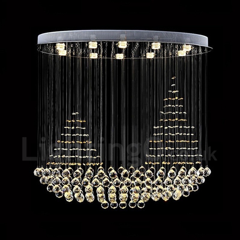 Lámpara colgante de techo de cristal K9 moderna de 10 luces para interiores.