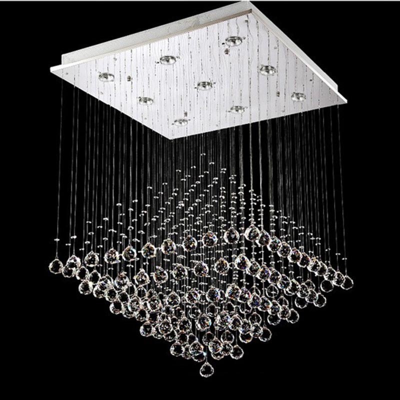 Lámpara colgante de techo de cristal K9 moderna de 9 luces para interiores.