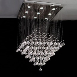 Lámpara colgante de techo de cristal K9 moderna de 9 luces para interiores.