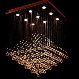 Lámpara colgante de techo de cristal K9 moderna de 9 luces para interiores.