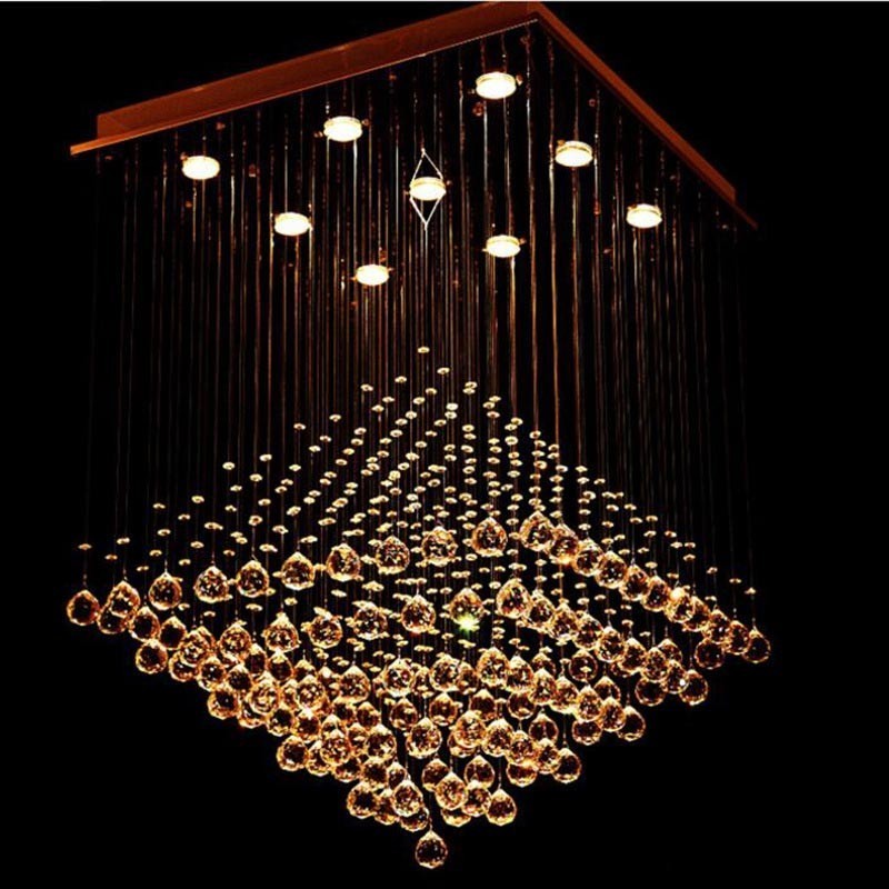 Lámpara colgante de techo de cristal K9 moderna de 9 luces para interiores.