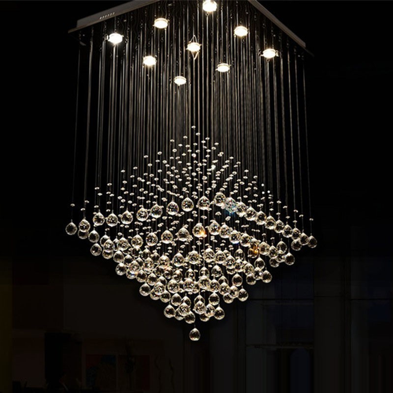 Lámpara colgante de techo de cristal K9 moderna de 9 luces para interiores.