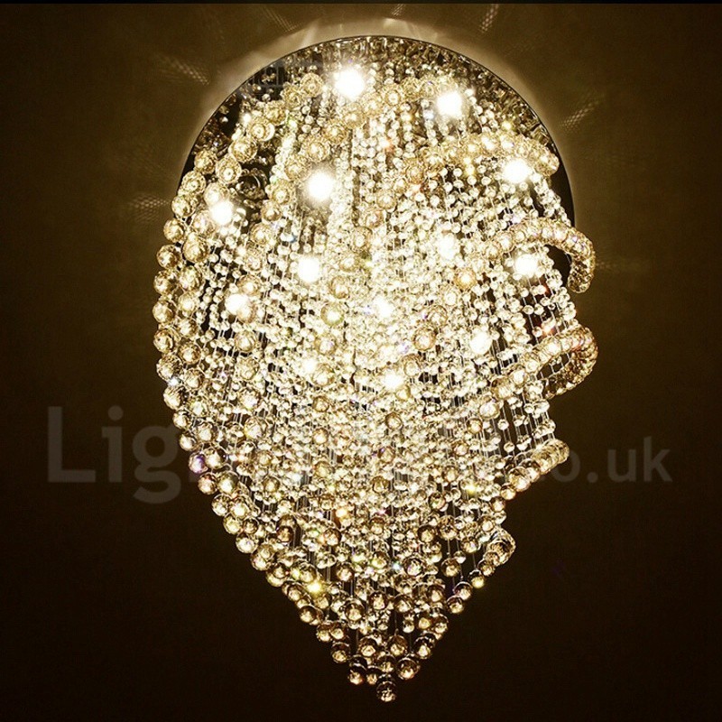 Lámpara colgante de techo de cristal K9 moderna de 15 luces para interiores.