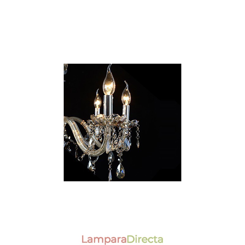Lámpara de araña de cristal de lujo de 3 luces, color coñac, K9