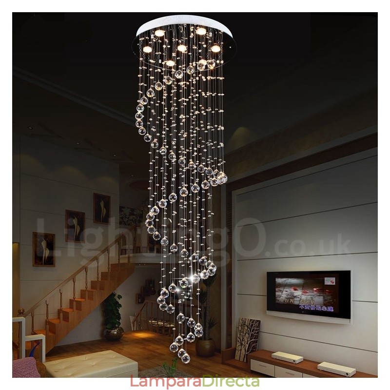 Lámpara colgante de techo de cristal K9 moderna de 7 luces para interiores.
