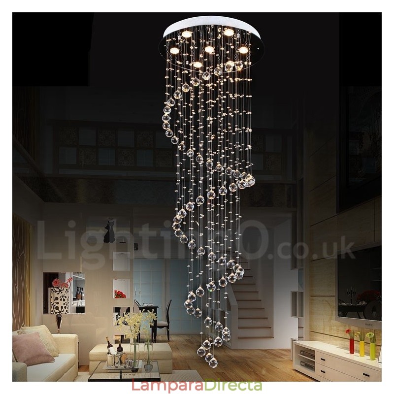 Lámpara colgante de techo de cristal K9 moderna de 7 luces para interiores.