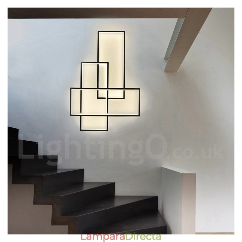 Lámpara de techo moderna y contemporánea de aluminio con pintura, lámpara de pared empotrada con regulador de intensidad remoto para sala de estar y dormitorio.