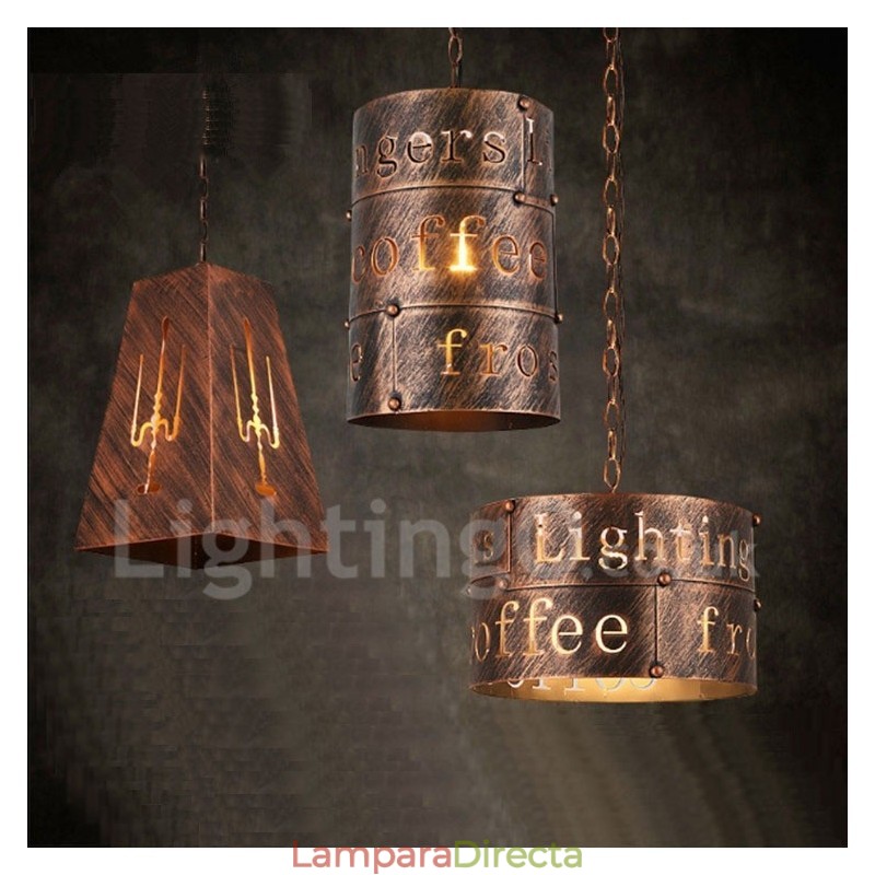 Lámpara colgante retro vintage de 1 luz para cafetería o casa.