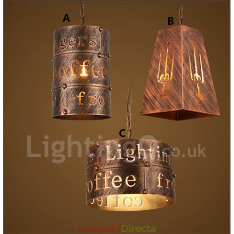 Lámpara colgante retro vintage de 1 luz para cafetería o casa.